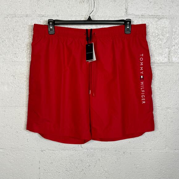 Tommy Hilfiger Men's Drawstring Logo 7" Swim Trunks - Primary Red XXL - Picture 1 of 7